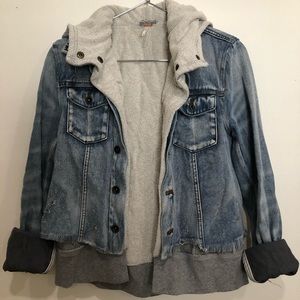 Free People Denim jacket with hoodie